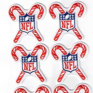 (6) NFL Christmas Game Candy Cane DIY Iron On Patches